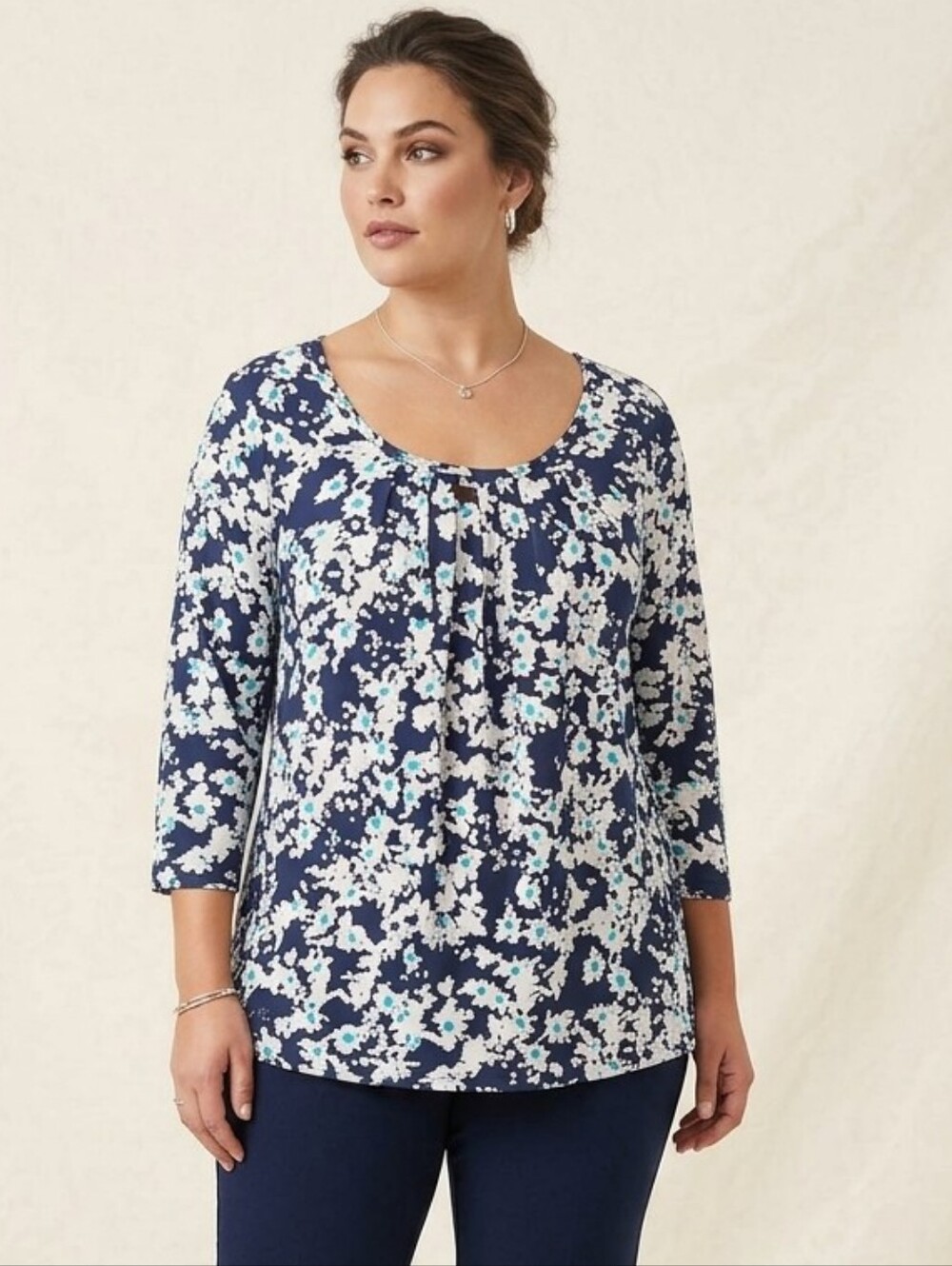 Classic Editions Floral 3/4 Sleeve Top EUc P2p23 L25 XL